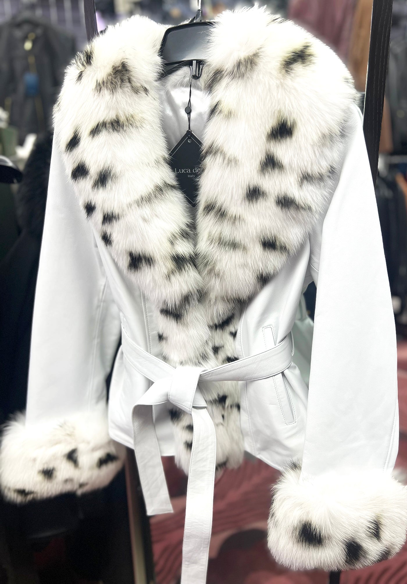 BARYA NY Women's Leather Jacket with Fox Trim