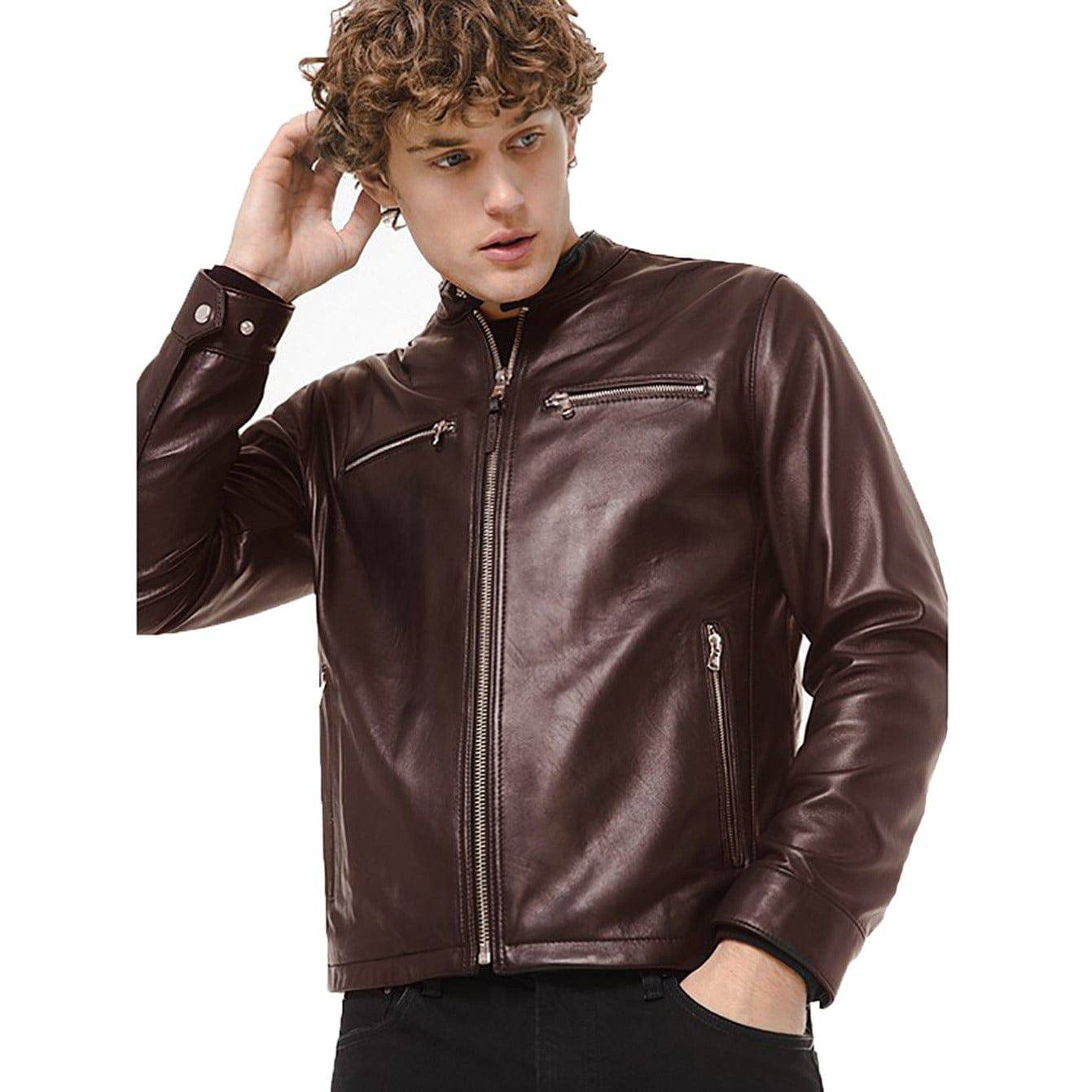 Michael kors brown leather jacket mens Clearance