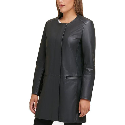Cole Haan Women's Mid-Length Leather Coat - Zooloo Leather
