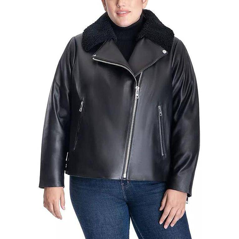 MICHAEL Michael Kors Women's Plus Size Moto Leather Jacket - Zooloo Leather