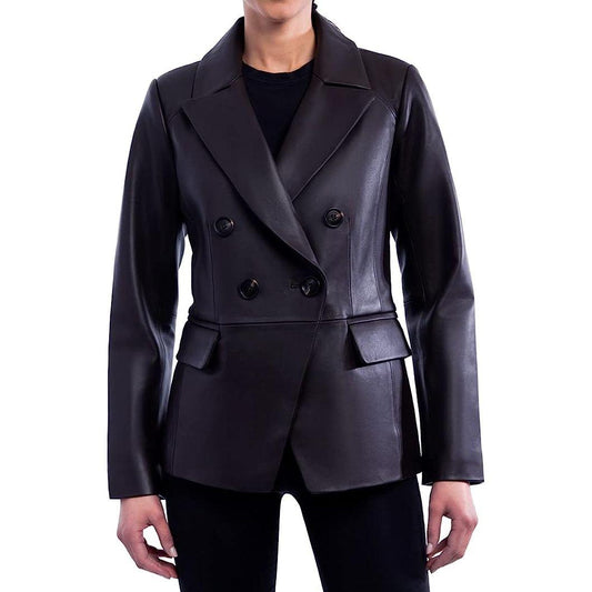 Anne Klein Women's Double Breasted Peacoat Jacket - Zooloo Leather