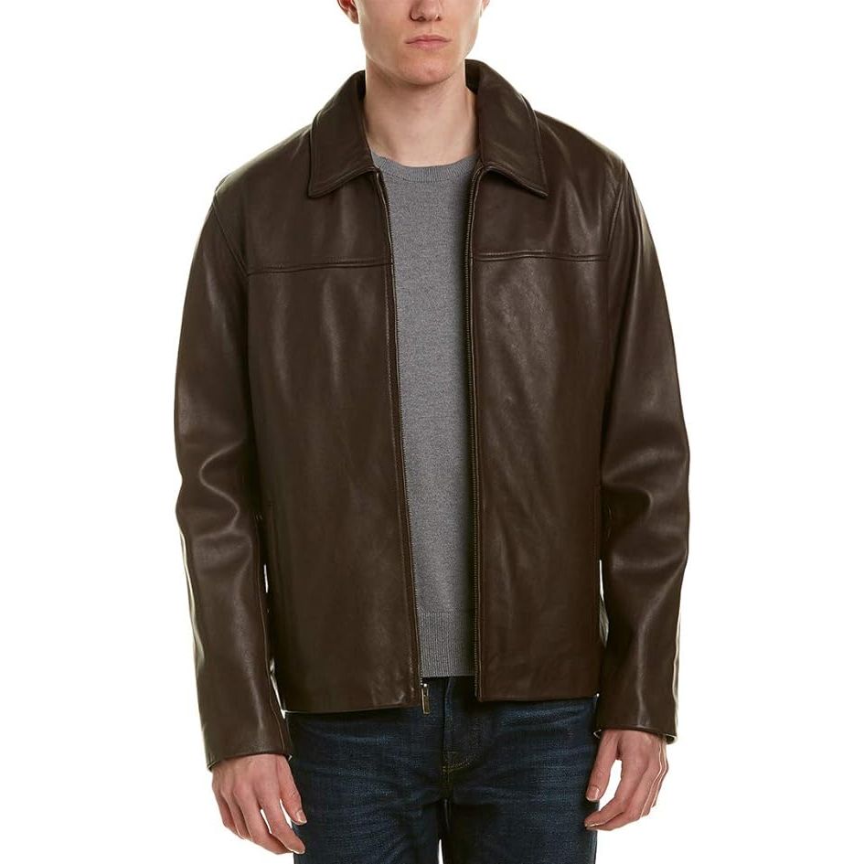 Cole Haan Men's Smooth Genuine Leather Collar Jacket - Zooloo Leather