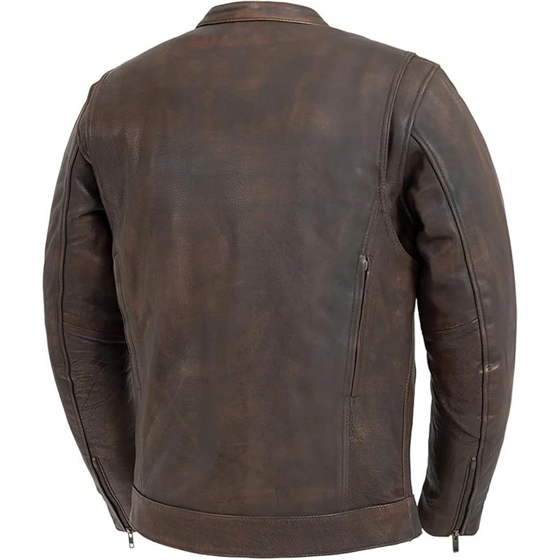 Dodici Men's Motorcycle Biker Cowhide Leather Jacket
