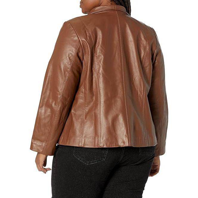 Cole Haan Women's Plus Size Scuba Leather Jacket - Zooloo Leather