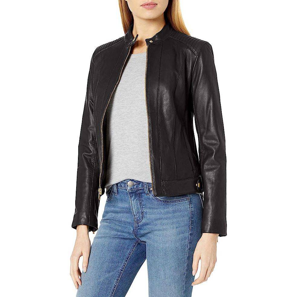 Cole Haan Women's Racer Leather Jacket - Zooloo Leather