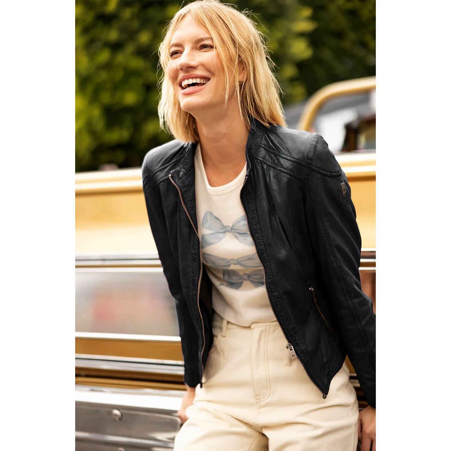 Mauritius Women's Genuine Leather Jacket Black