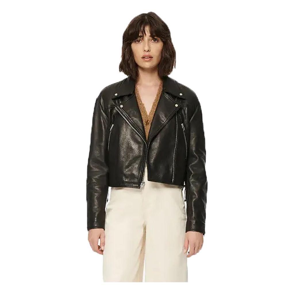Andrew Marc Dunns Shrunken Lamb Leather Jacket with Lace Sides