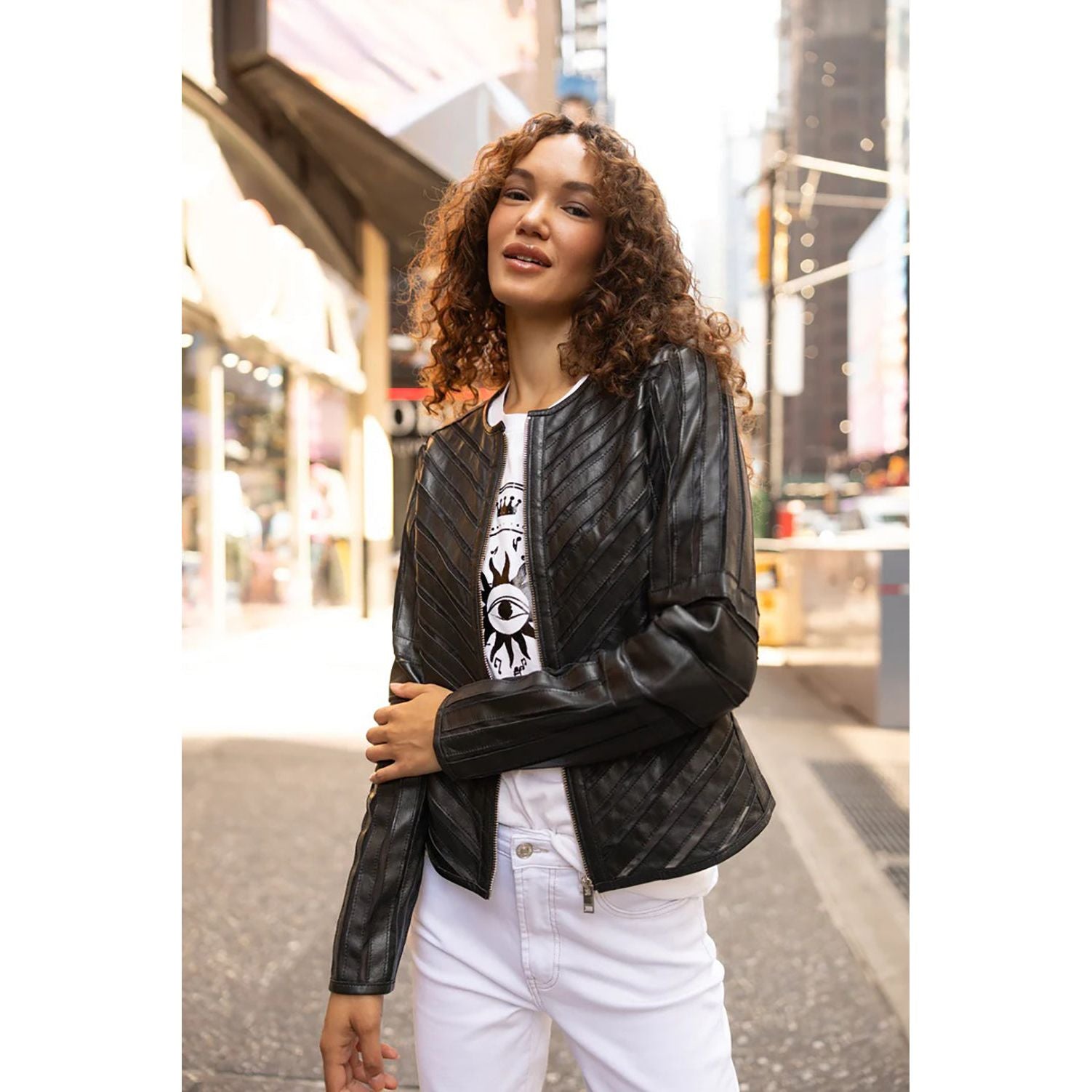 Mauritius Women's Lambskin Mesh Leather Jacket