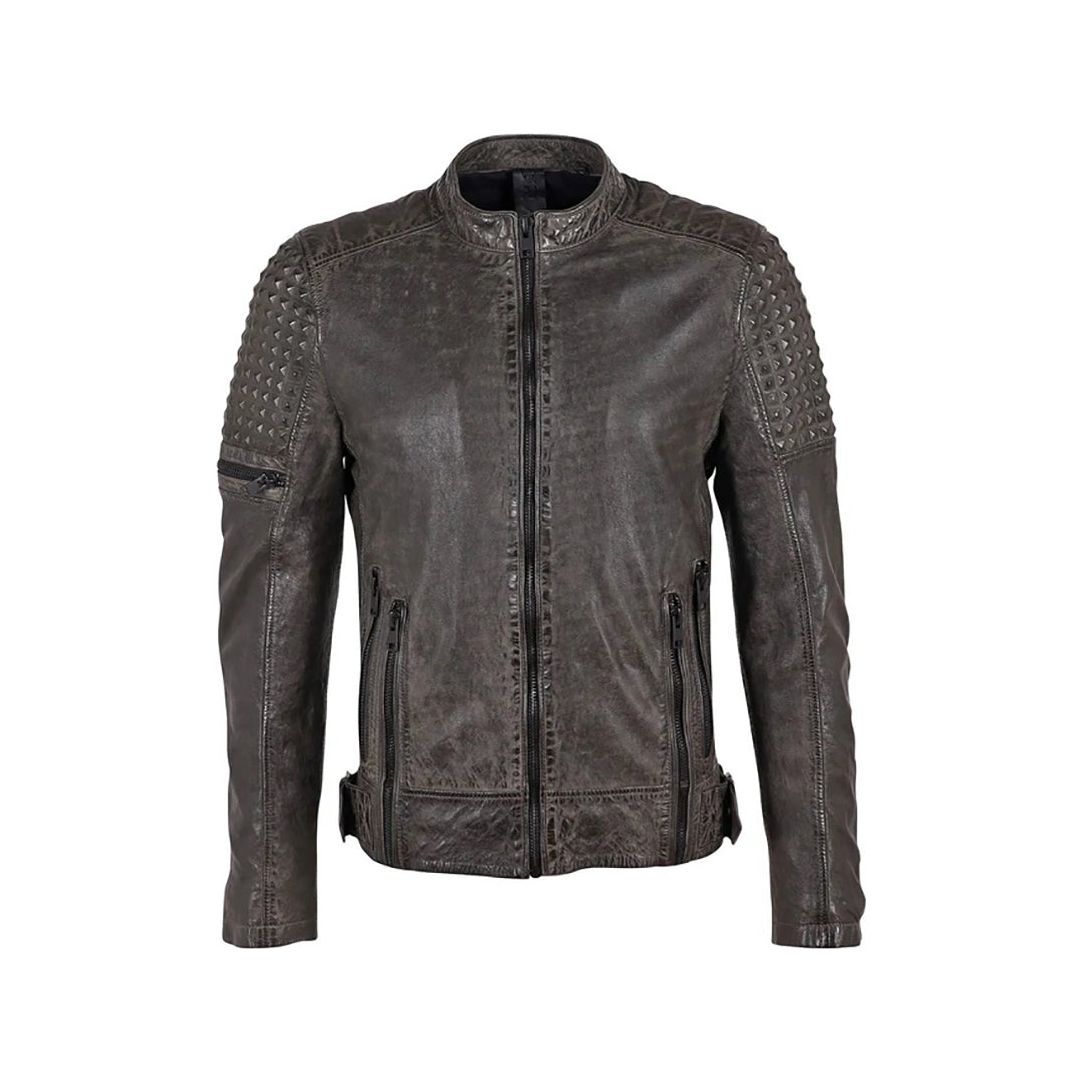 Mauritius Men's Mahon Fashion Moto Leather Jacket-Real Leather Jacket Anthracite