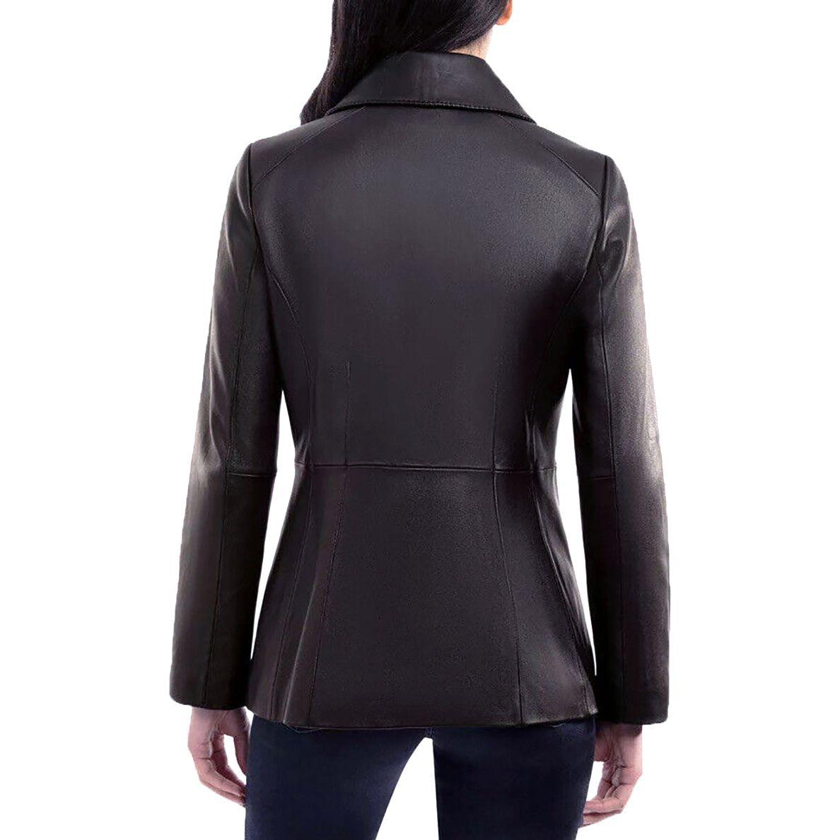 Anne Klein Women's Button Front Leather Jacket - Zooloo Leather