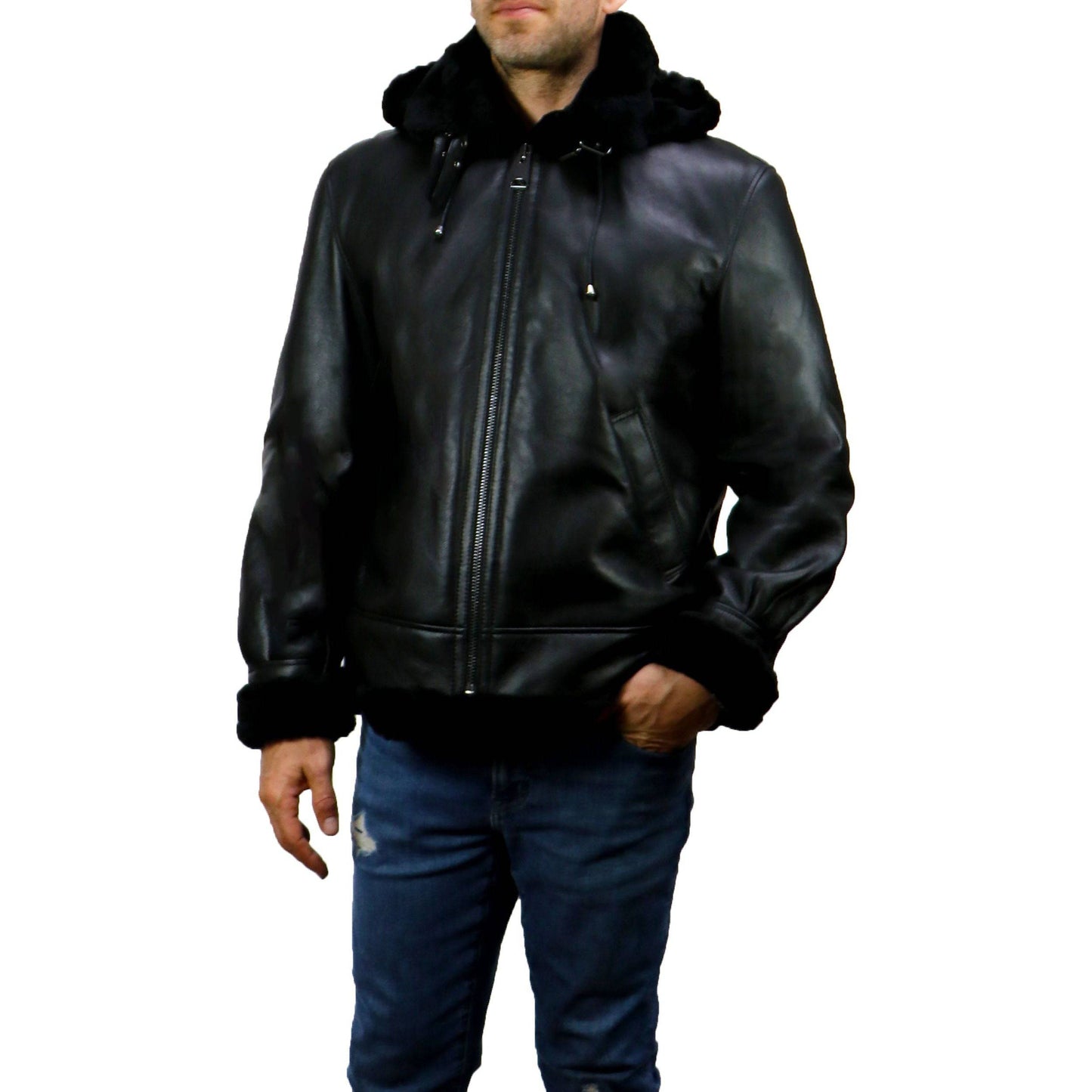 BARYA NEW YORK Men's B-3 Sheepskin shearling Jacket - Zooloo Leather