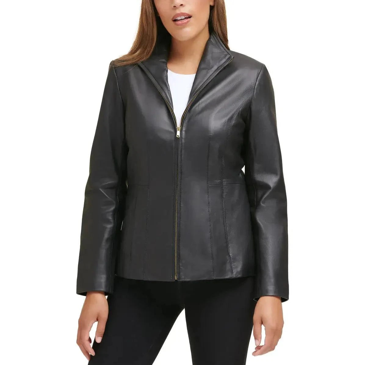 Cole Haan Women's Plus Size Scuba Leather Jacket - Zooloo Leather