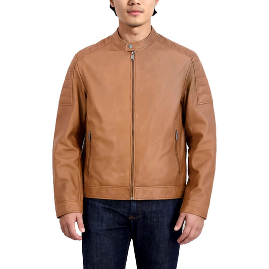 Cole Haan Men's Racer Lightweight Leather Jacket - Zooloo Leather
