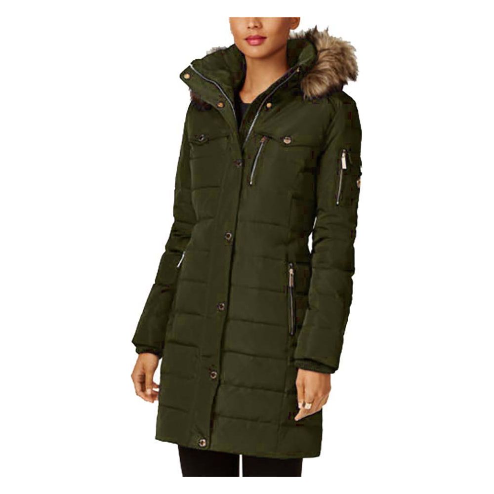 MICHAEL Michael Kors Women's Puffer Winter Coat with Zip Out Hood Terracotta