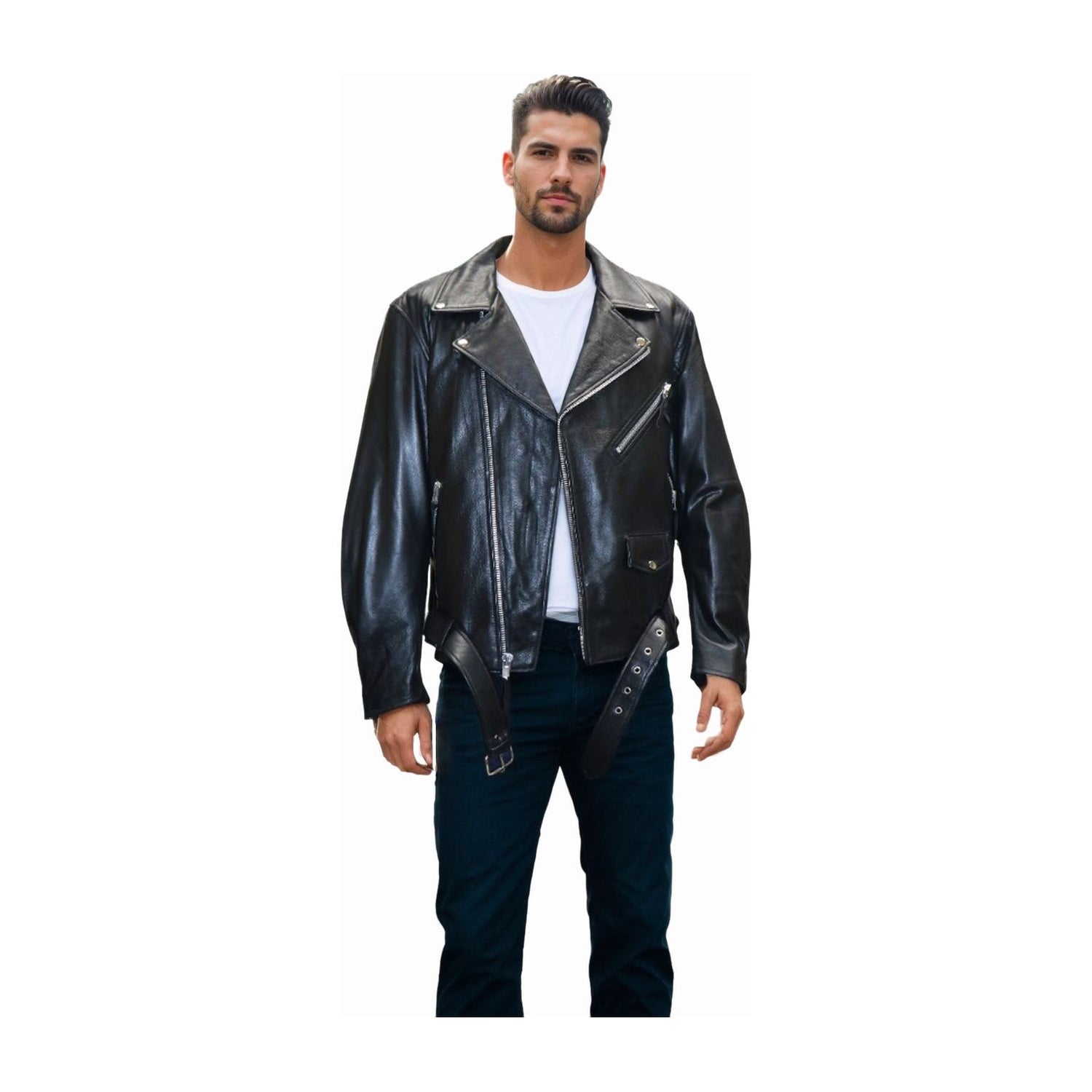 First Mfg Men's Fillmore Motorcycle Leather Jacket - Zooloo Leather