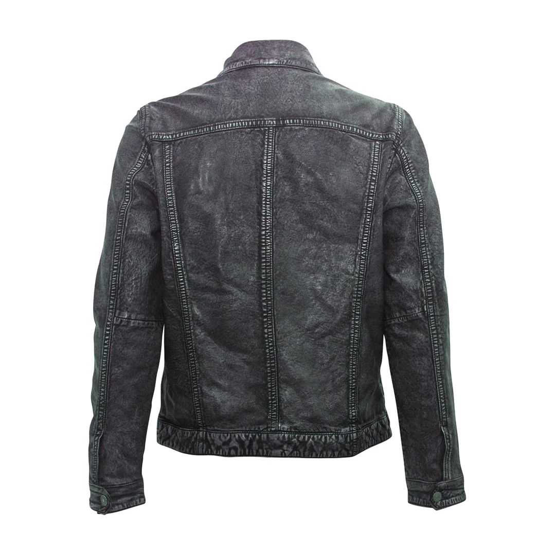 Mauritius Men's Genuine Leather Jacket- Jean Denim Inspired