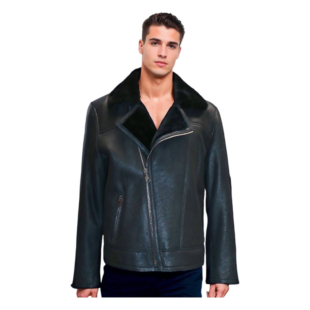 GRECIA Men's Moto Inspired Sheepskin Shearling Jacket