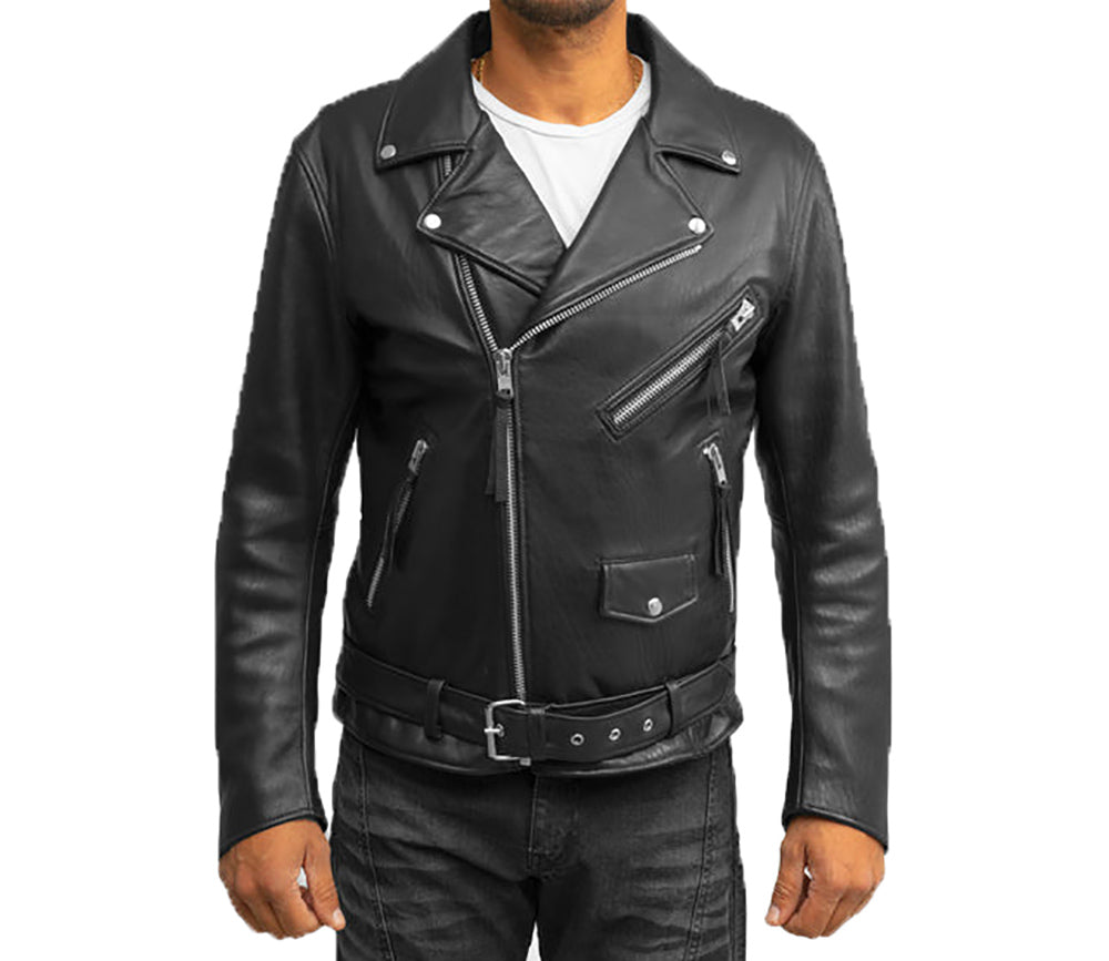 Whet Blu Men's Moto Leather Jacket with Zip Out Liner