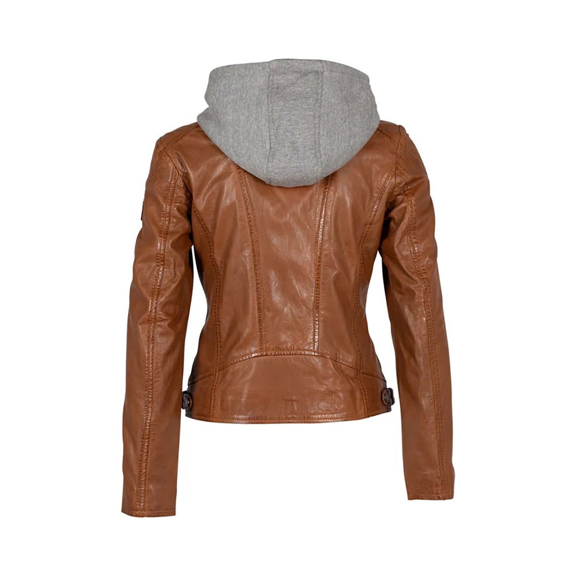 Mauritius Women's Allice Genuine Leather Jacket With Detach Hood