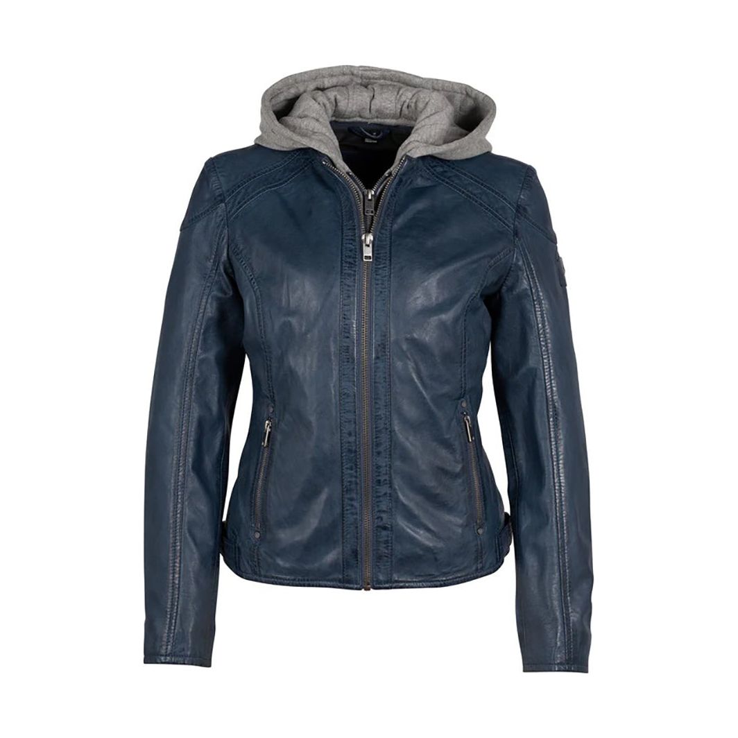 Mauritius Women's Allice Genuine Leather Jacket With Detach Hood