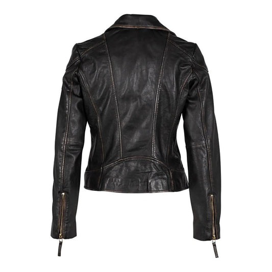 Mauritius Women's Vintage Black Genuine Leather Jacket