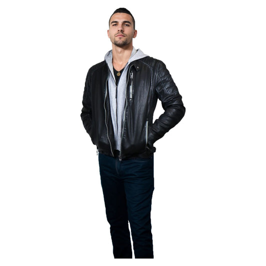 Mauritius Men's Hooded Leather Jacket - Zooloo Leather