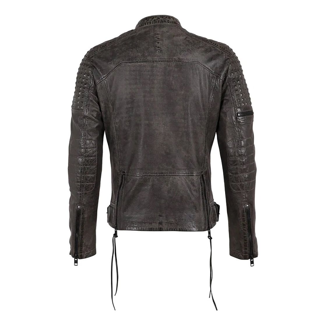 Mauritius Men's Mahon Fashion Moto Leather Jacket-Real Leather Jacket Anthracite