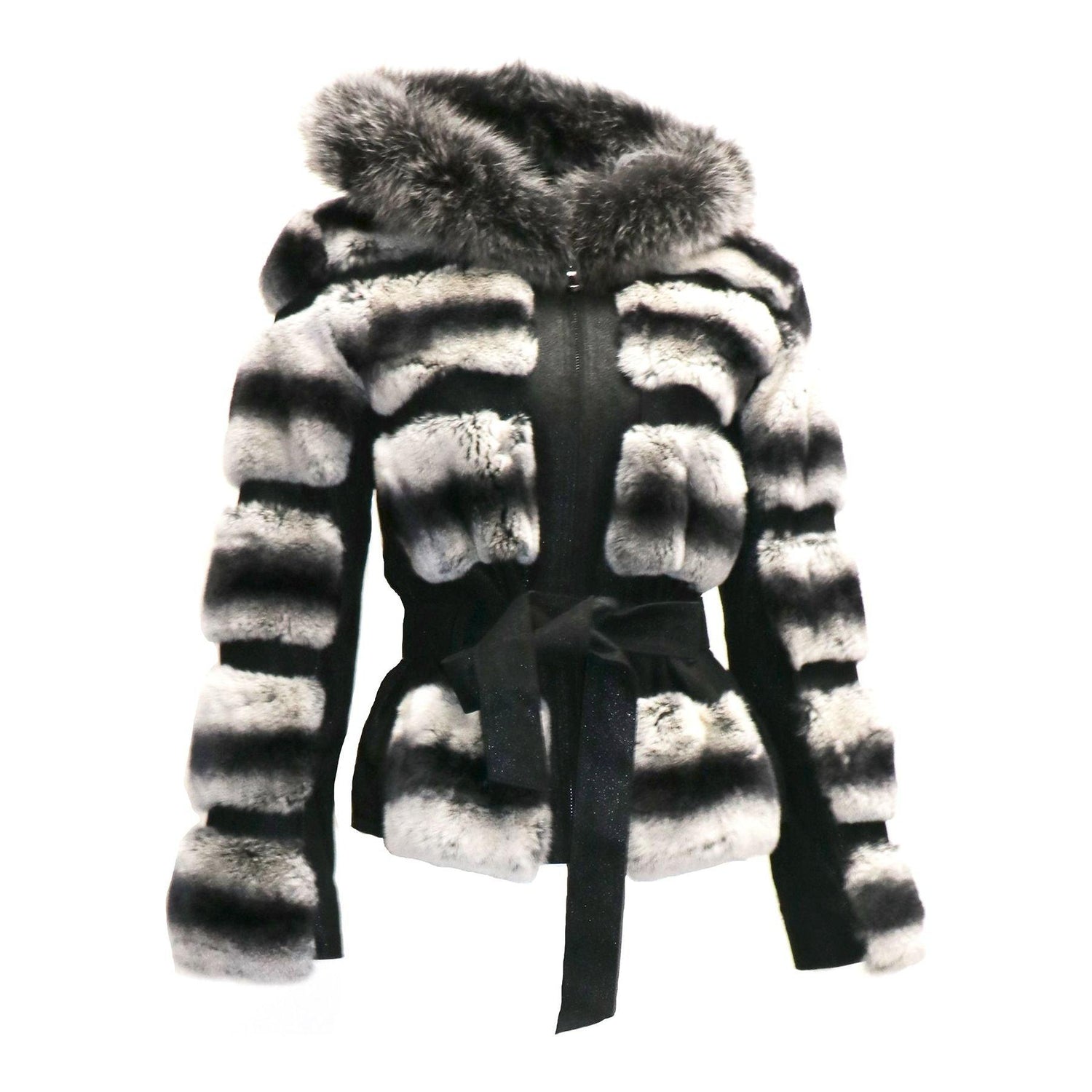 Barya New York Women's Rex Rabbit Fur Jacket with Hood - Zooloo Leather