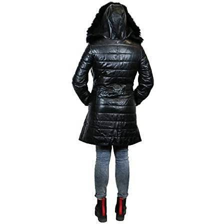 Zooloo Women's Leather Puffer Coat with Fox Trim - Zooloo Leather