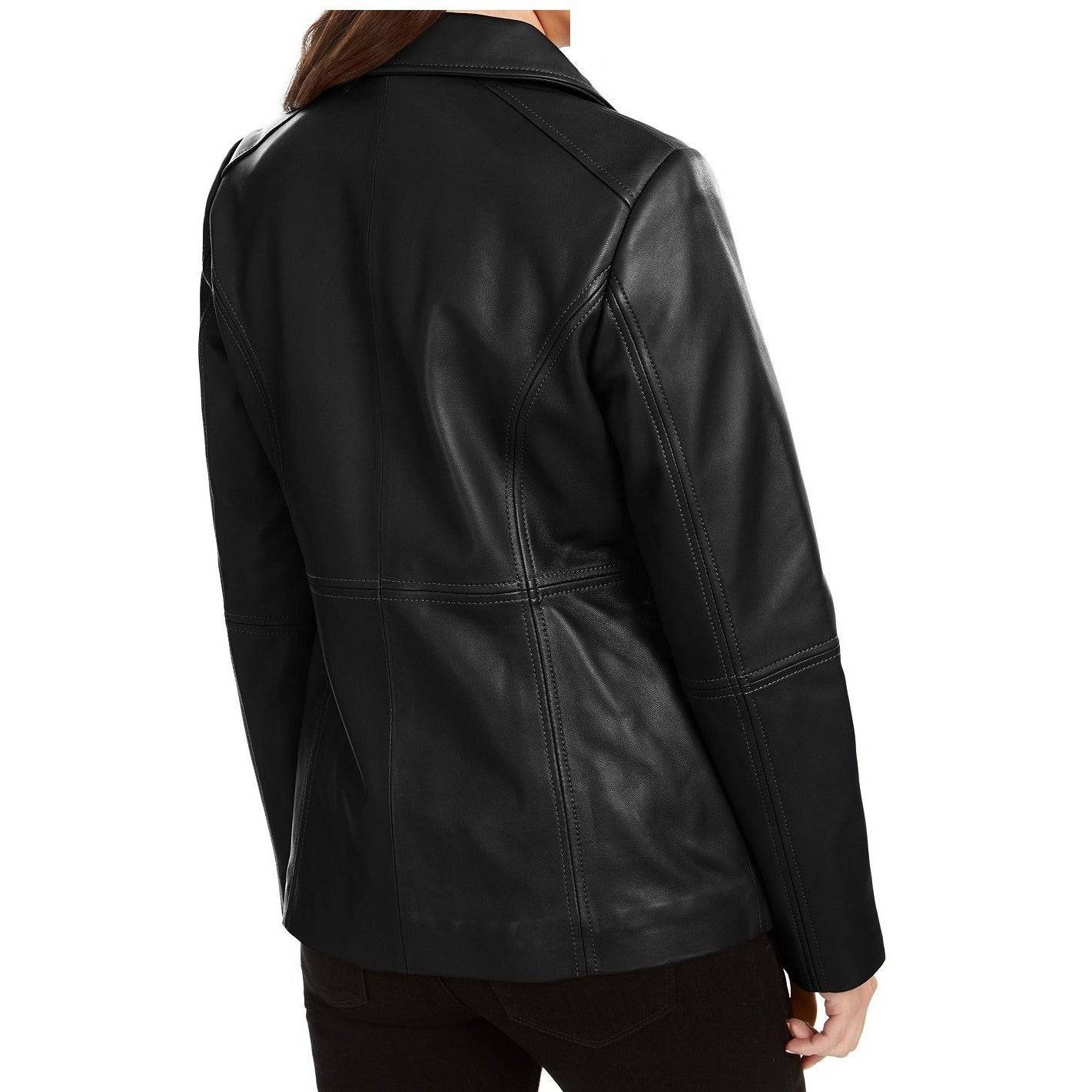 Anne Klein Women's Zip-Front Scuba Leather Jacket - Zooloo Leather