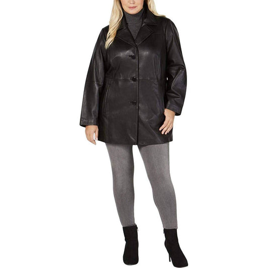 Anne Klein Women's Plus Size Leather Walker Coat