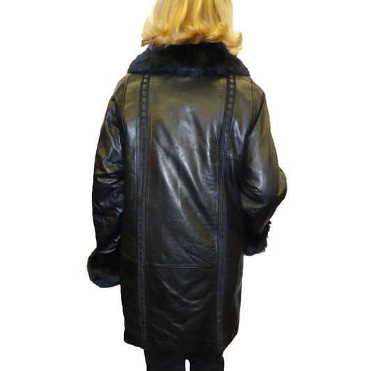 Knoles & Carter Leather Coat with Fox Fur Collar