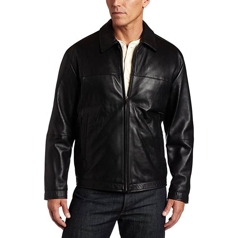 Perry Ellis Men's Zip Front Big N Tall Leather Jacket - Zooloo Leather