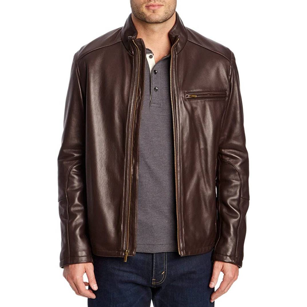 Cole Haan Men's Stand Collar Leather Jacket