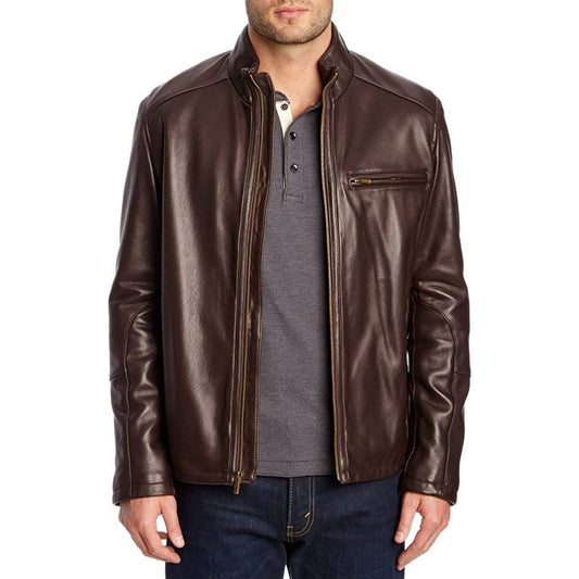 Cole Haan Men's Stand Collar Leather Jacket - Zooloo Leather