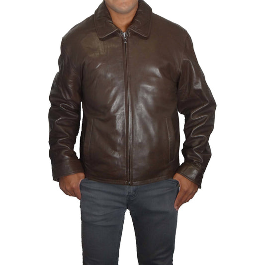 Knoles & Carter Men's Zip Front Leather Jacket