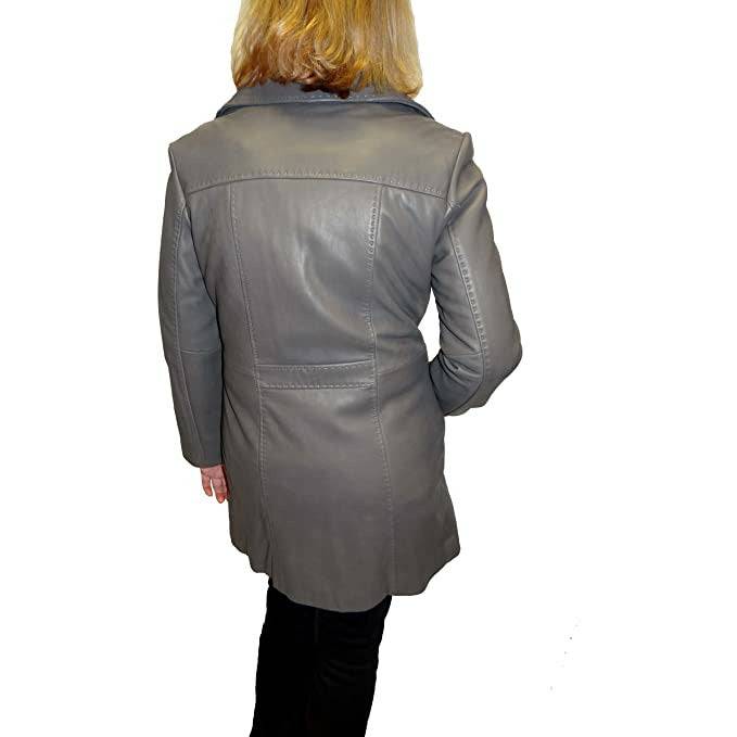 Michaela Women's Notch Collar Walker Leather Coat