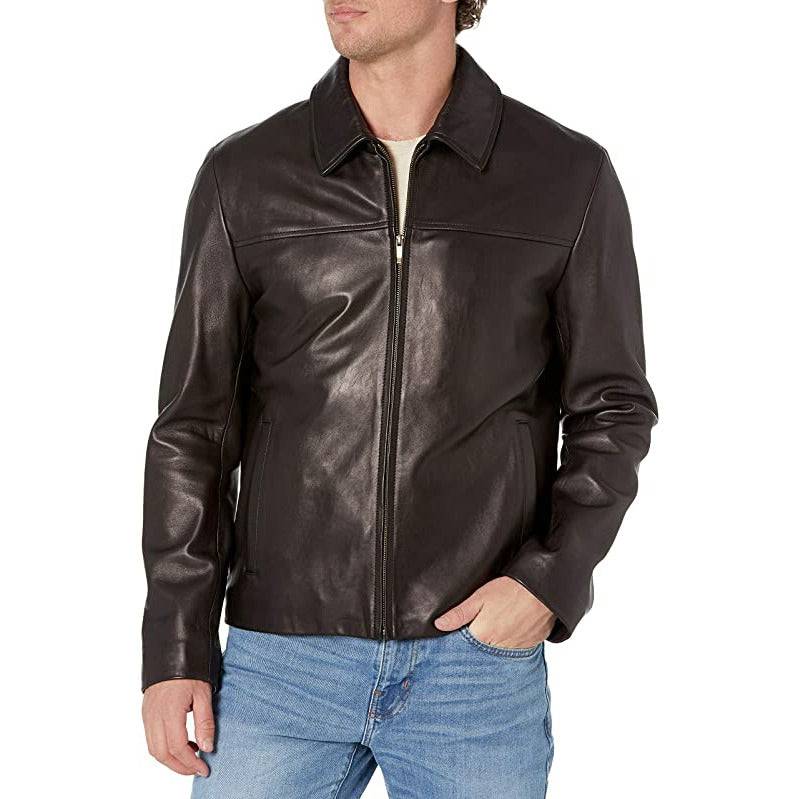 Cole Haan Men's Smooth Leather Collar Jacket