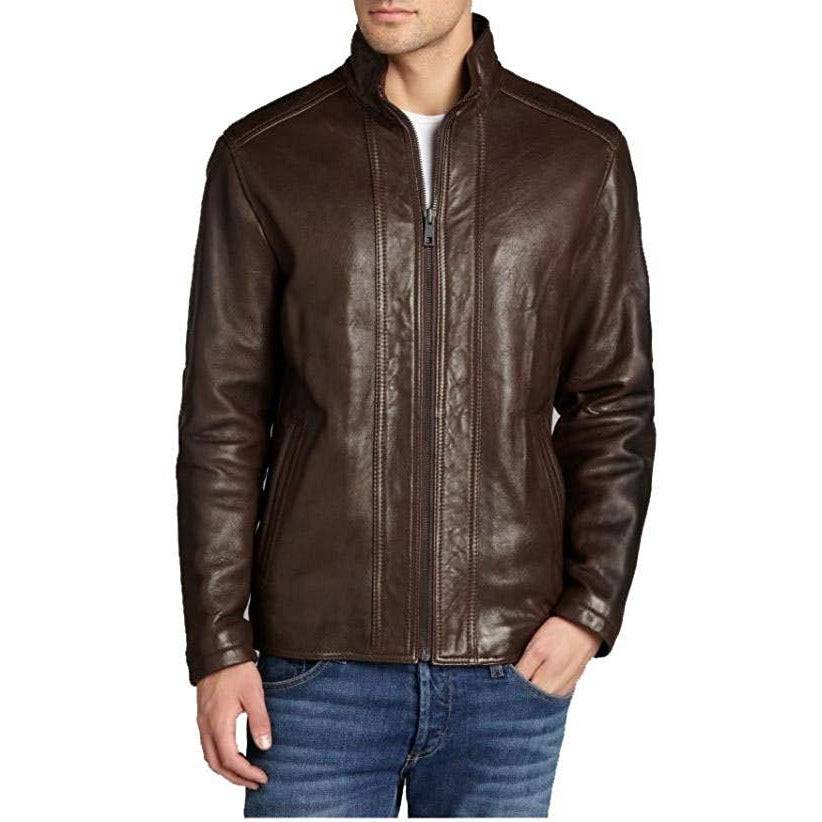 Andrew Marc Men's Rock Zip Front Leather Jacket