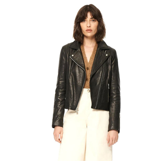 ANDREW MARC Women's Hastings Moto Leather Jacket - Zooloo Leather