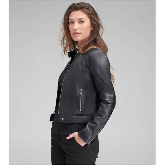 ANDREW MARC Women's Moto Leather Jacket - Zooloo Leather