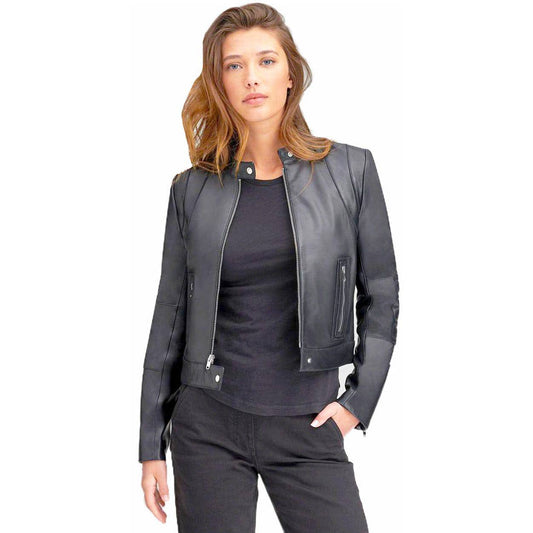 ANDREW MARC Women's Moto Leather Jacket - Zooloo Leather