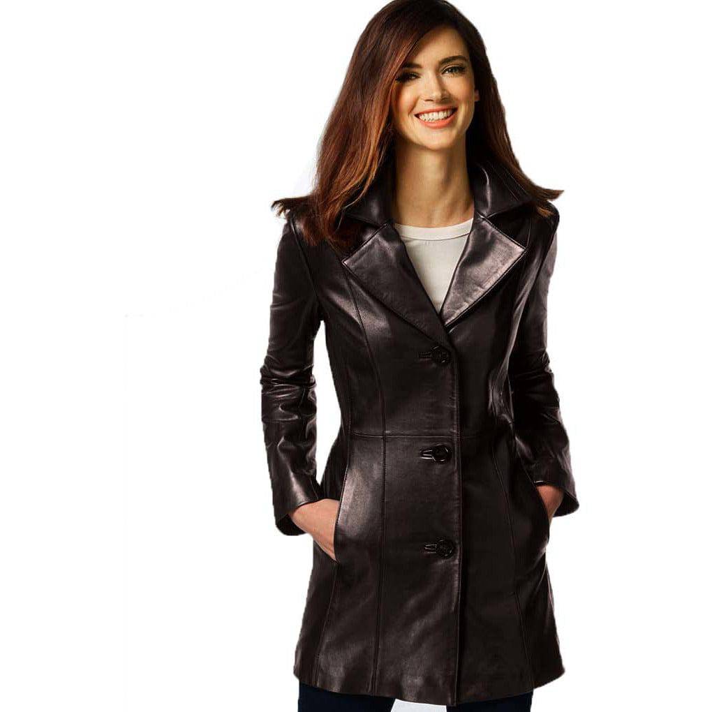 Anne Klein Women's Walker Leather Coat - Zooloo Leather