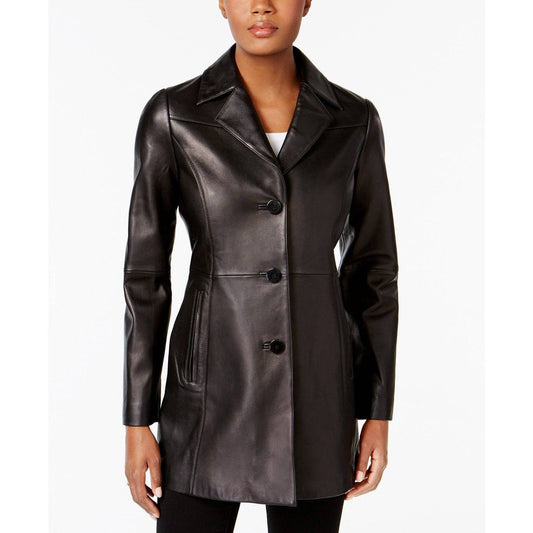 Anne Klein Walker Leather Coat Plus Size and Regular Size - Zooloo Leather