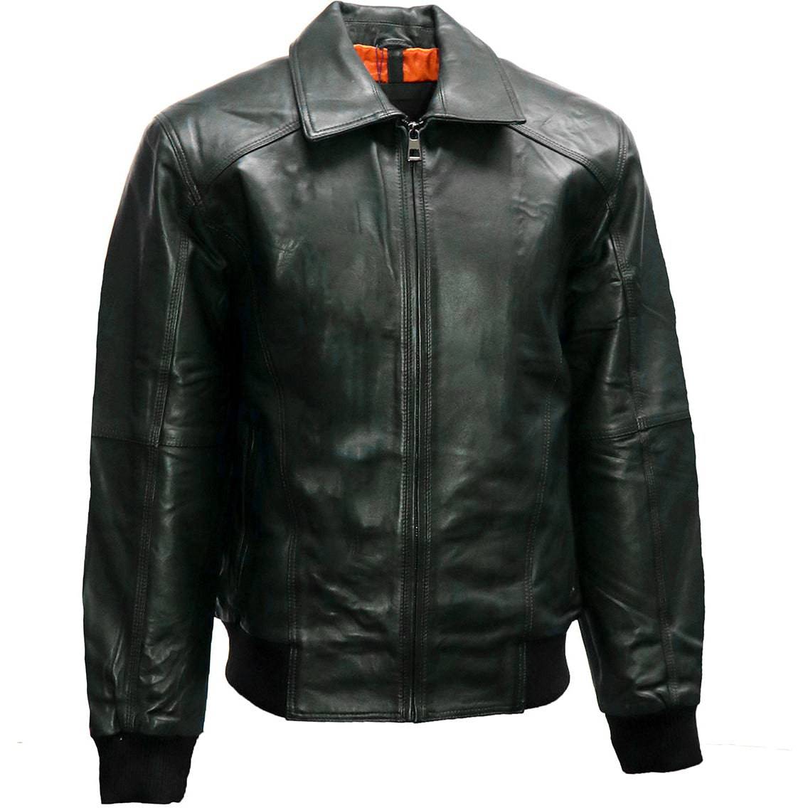 BARYA NEW YORK Men's Leather Bomber Jacket