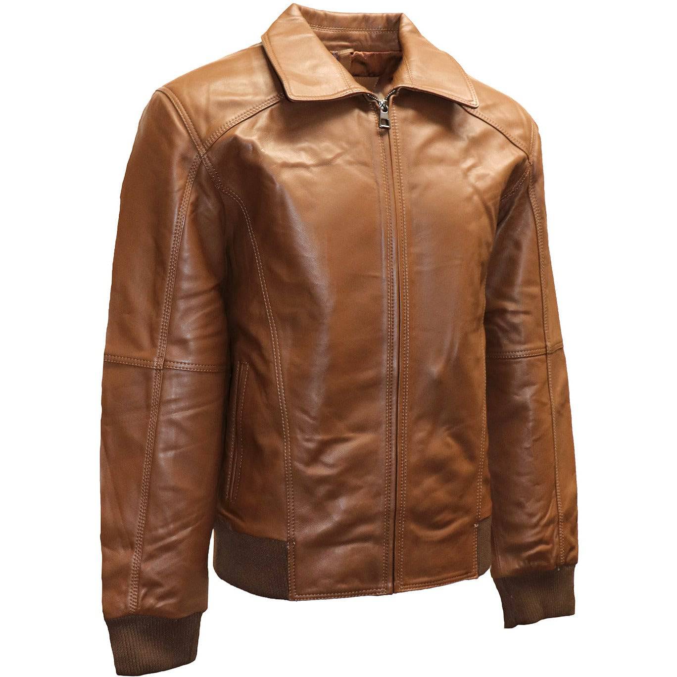 BARYA NEW YORK Men's Leather Bomber Jacket
