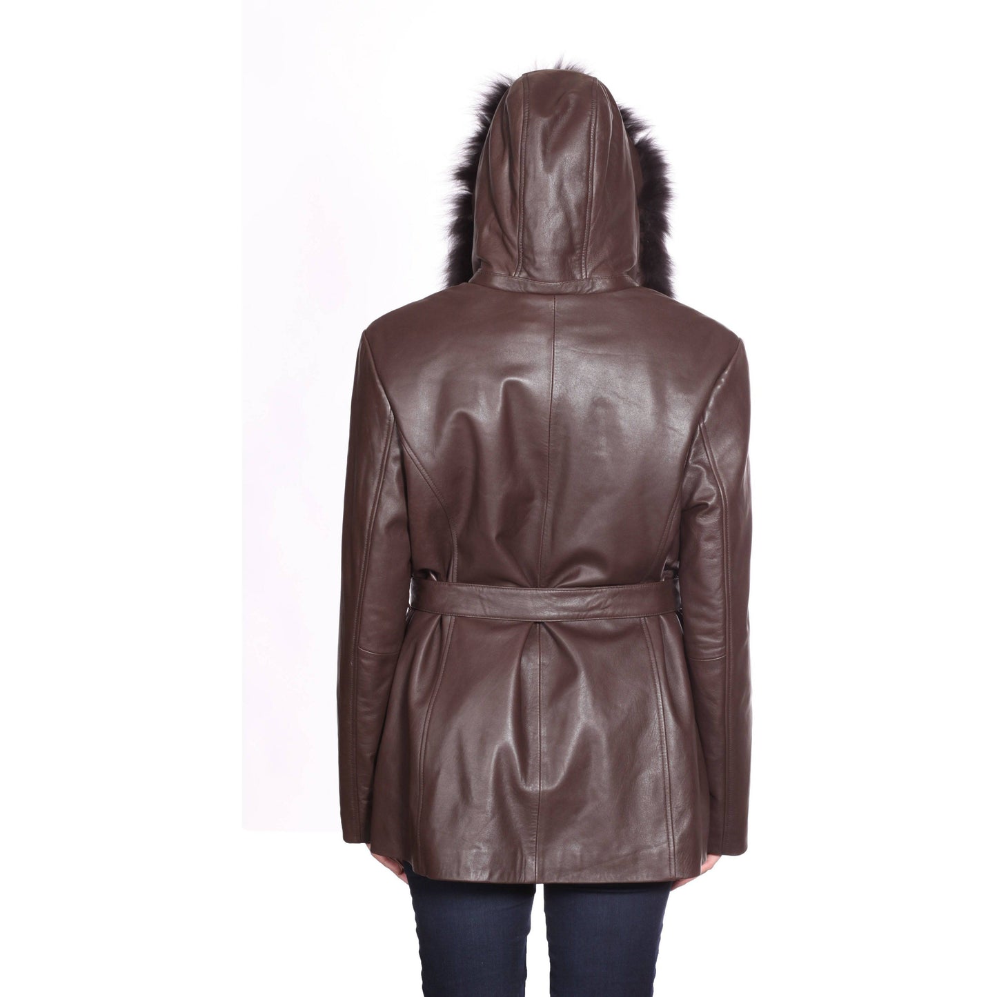 Mason & Cooper Women's Leather Jacket with Zip Out Hood