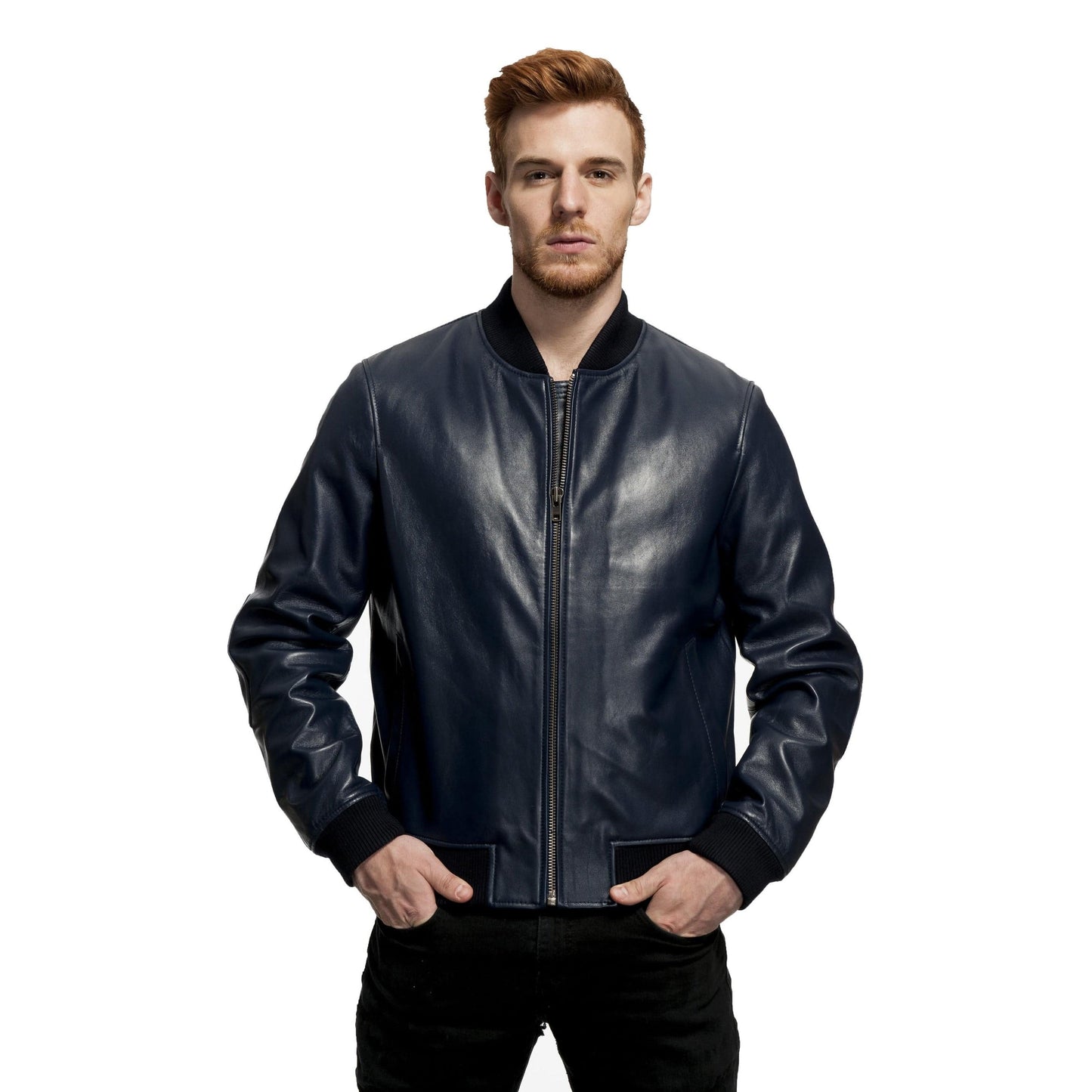 Mason & Cooper Men's Marshal Knit Collar Leather Jacket - Zooloo Leather