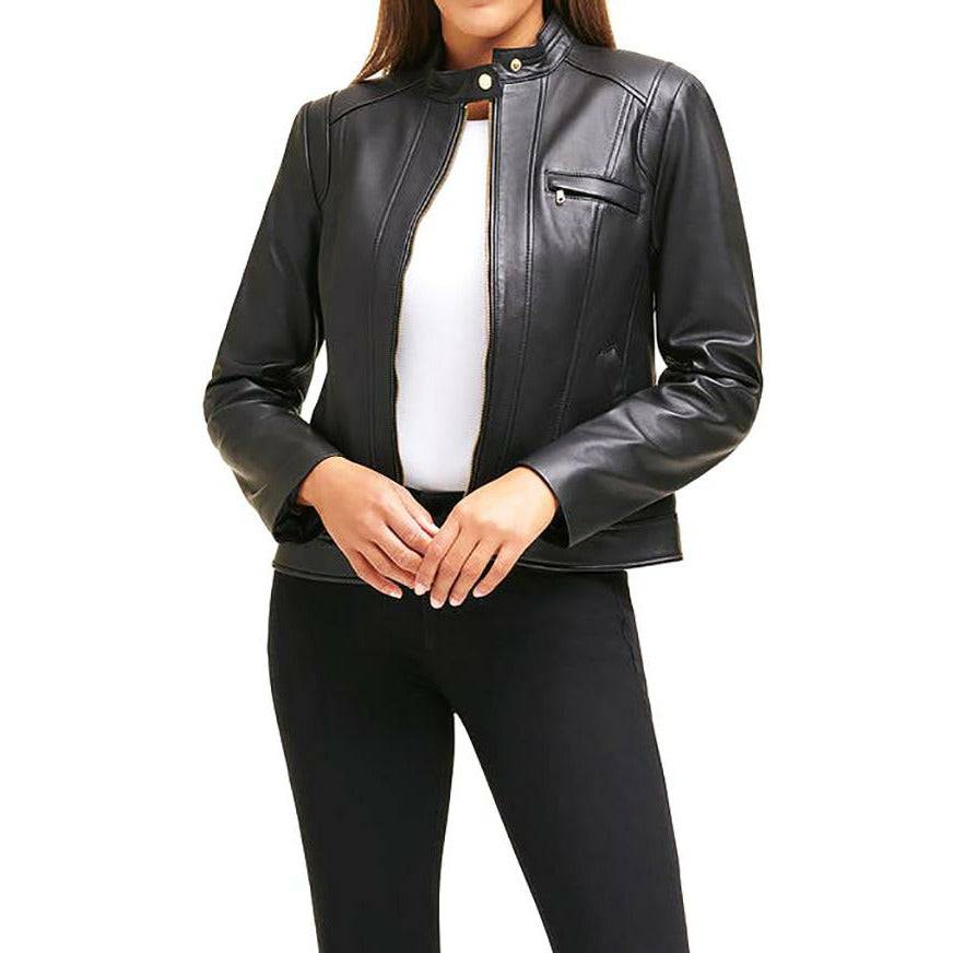 Cole Haan Women's Racer Leather Jacket - Zooloo Leather