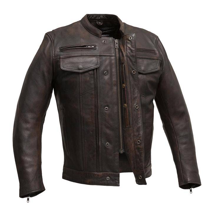First Mfg Men's RAIDER Motorcycle Leather Jacket - Zooloo Leather